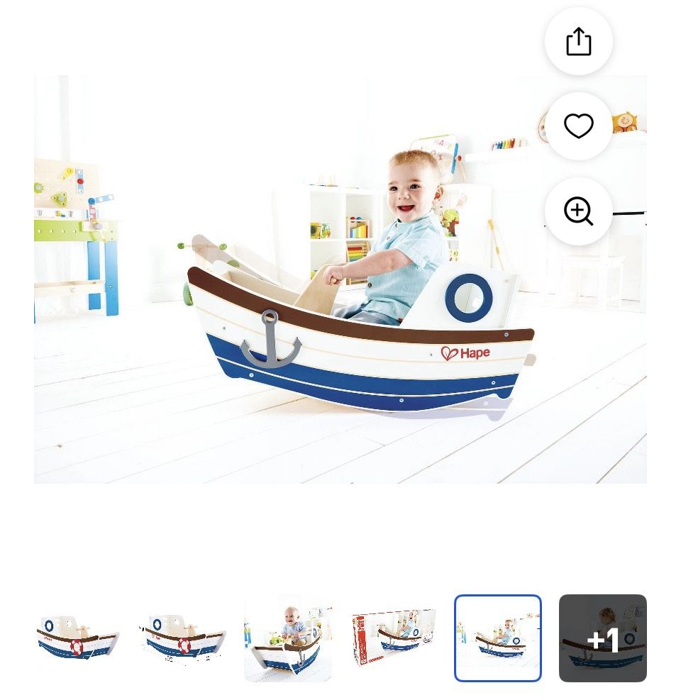 Like New Hape High Seas Wooden Rocking Ride-on, Gift Idea for Toddlers Ages 12 Months+