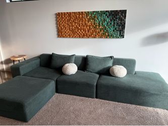 Floyd Form Sectional – 3-Piece + Left Arm + Ottoman + Pillows | Cypress