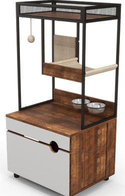 Cat Tree Tower with Litter Box Enclosure