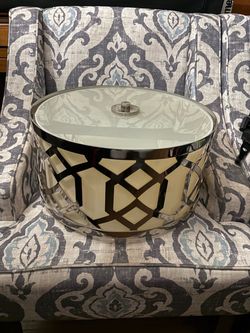 Round Drum Ceiling Light Polished Silver Geometric Shade
