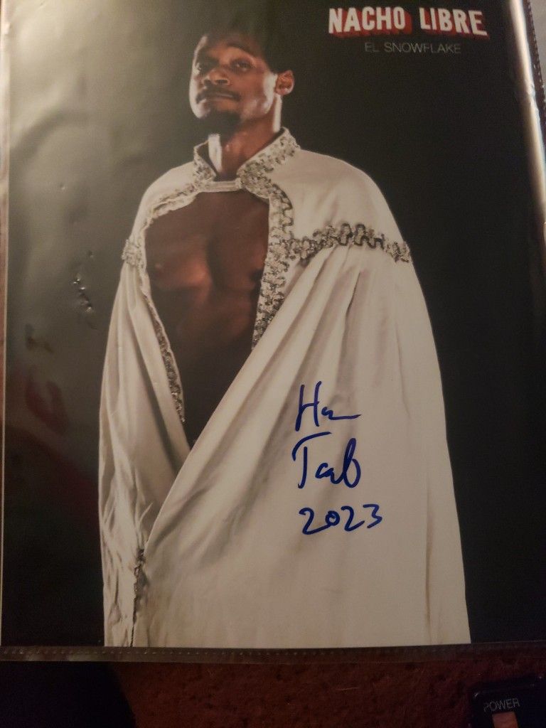 The Human Tornado El Snowflake Signed 8x10 Nacho Libre Movie Pro Wrestling Photo