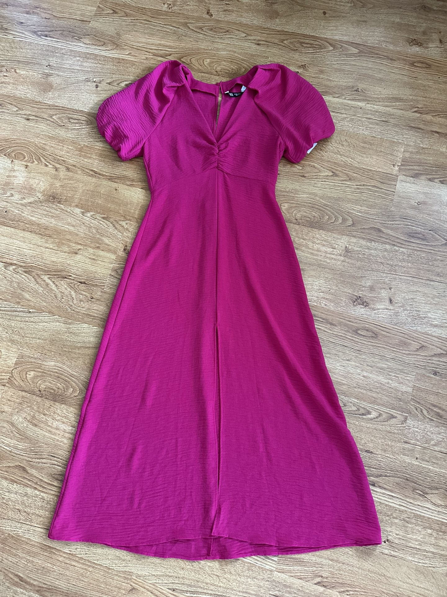 Zara Magenta  Slit Midi Dress XS
