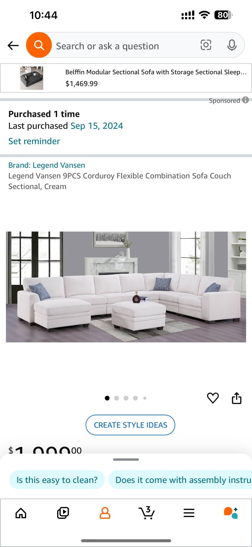 Corduroy Flexible Couch / Sofa