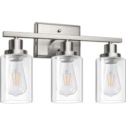 Ascher Bathroom Vanity Light Fixtures, 3 Light Wall Sconces Lighting with Clear Glass Shade