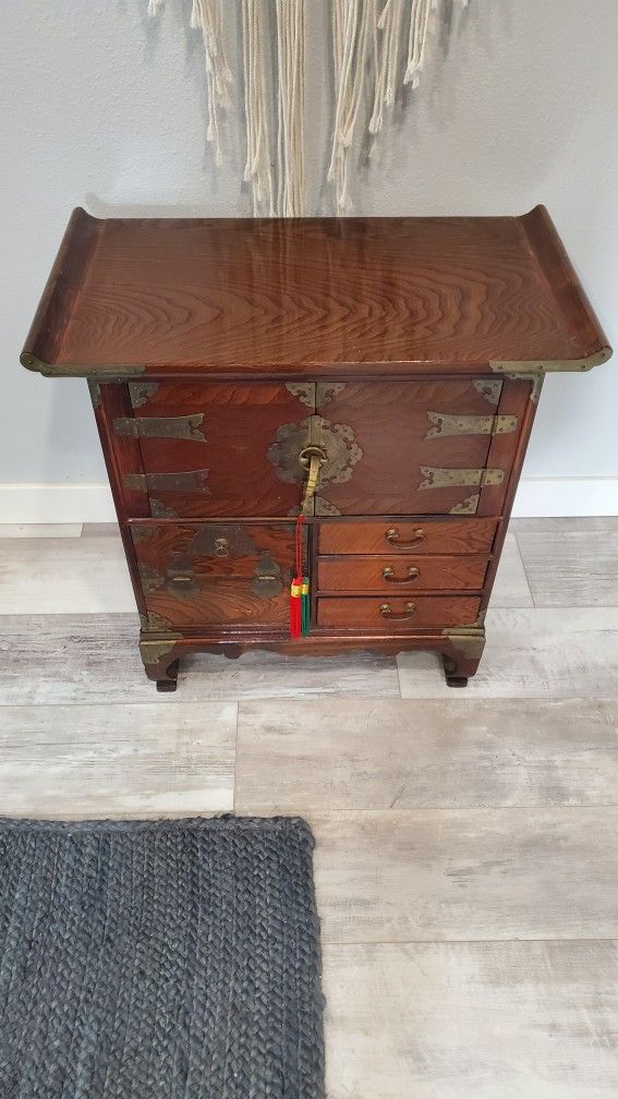 Vintage Elmwood Korean Tansu Cabinet