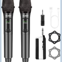 Wireless Microphone,Professional Dual Handheld Cordless Dynamic Mic System with Rechargeable Receiver(160 Ft),Karaoke Microphone Set for Singing,Karao