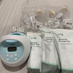 Spectra S1 Breast Pump + Unopened Pump Parts 19mm Flange x2 + Unopened Milk Storage Bags