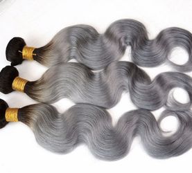 9A Human Hair 12”, 14”, 16” Bundles 1B/Grey