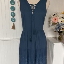 Buttery Soft Blue Lace Sleeveless Dress 