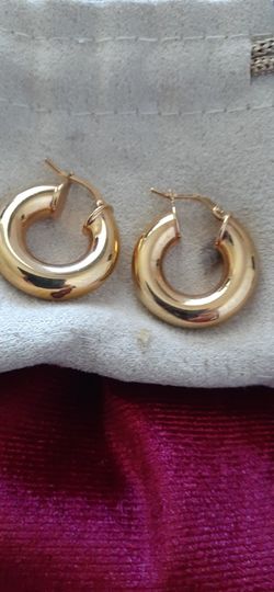 3/4 Inch Chubby Hoops 18kt Gold Over 925 Sterling 5.8 Grams 