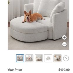 Holley Oversized Fabric Accent Chair with Storage Ottoman Retail$500