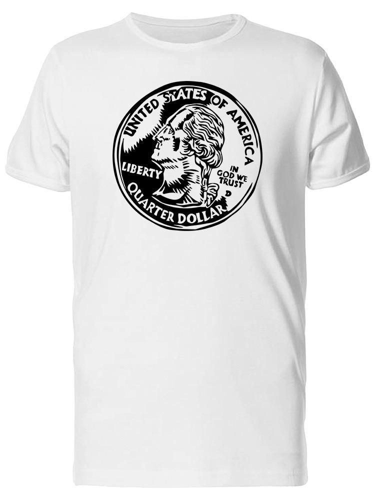 Smartprints Quarter Dollar Coin Sketch Tee Men's -Image by Shutterstock White Size 4XL