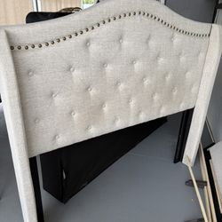 Full-Size Upholstered Headboard and Bed Frame