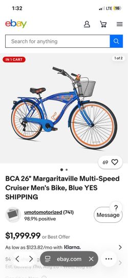 BCA 26" Margaritaville Multi-Speed Cruiser Men's Bike, Blue