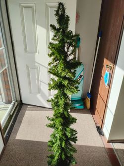 Tall skinny pencil Xmas tree with metal stand