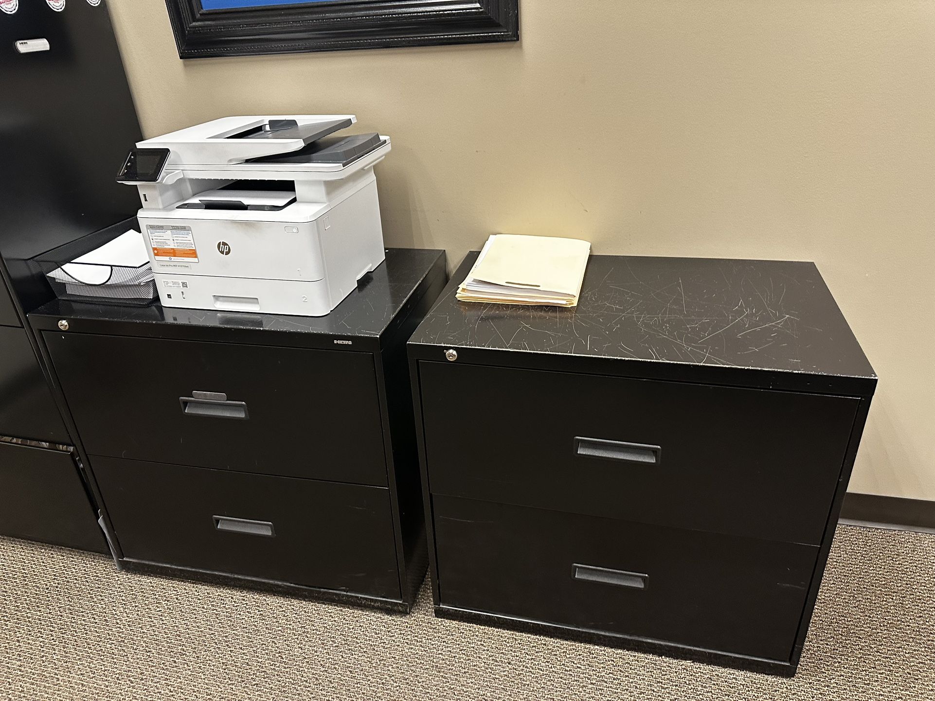 2 Drawer Black Metal Lateral File Cabinet