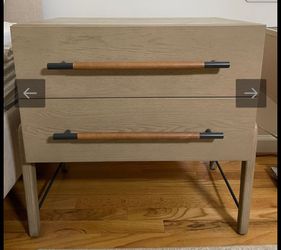 Four Hands 2-Drawer Nightstand with Leather Pulls