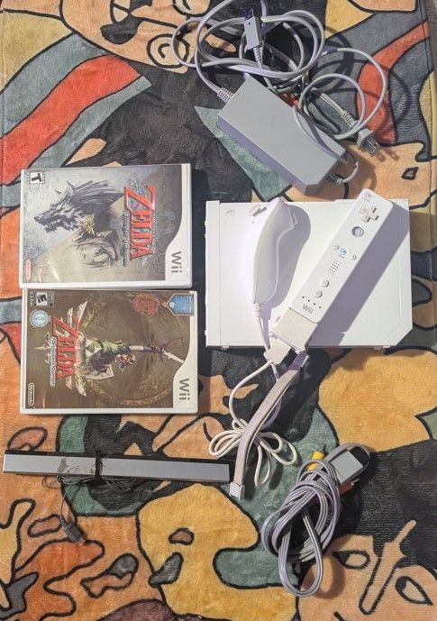 Wii Console With Zelda Games