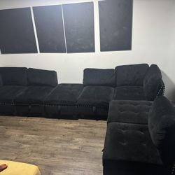 Modular Black 7 Piece Sectional  W Storage 