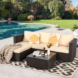 5 Piece Patio Furniture Set,Outdoor Sectional Furniture,Patio Conversation Sets,Wicker Patio Furniture Sets