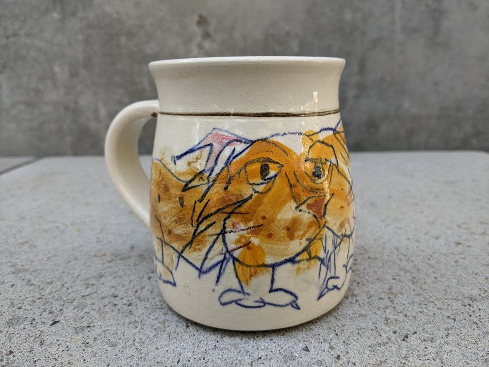 Signed California Artist Eric Darrow Ceramic Coffee Mug 15 oz MINT Condition