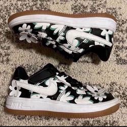 Nike Force 1 Low LV8 EasyOn Toddler Shoes (Black/Spring Green/Gum 