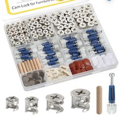 138PCS Cam Locks for Furniture Assortment Kit,3-in-1 Eccentric Hardware Wheels,Furniture Cam Lock Fasteners with Multi-Size Nuts,Bolts,Wood Dowel Pins