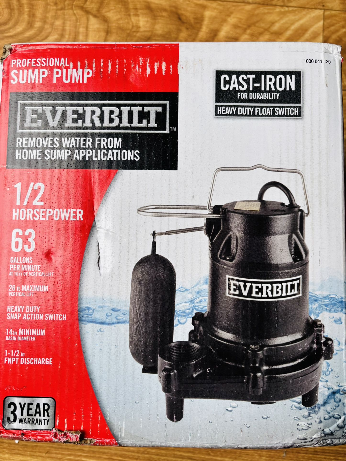 💧 Everbilt HDS50 1/2 HP Cast Iron Submersible Sump Pump – Heavy Duty! Brand New