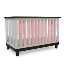Pure Safety standard size crib vertical bar zip on liners, pink minky style