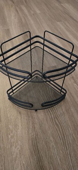 Black 2-Tier Wire Mesh Corner Organizer