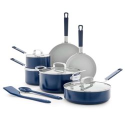 Bobby Flay 12-Piece Blue Ceramic Nonstick Cookware Set