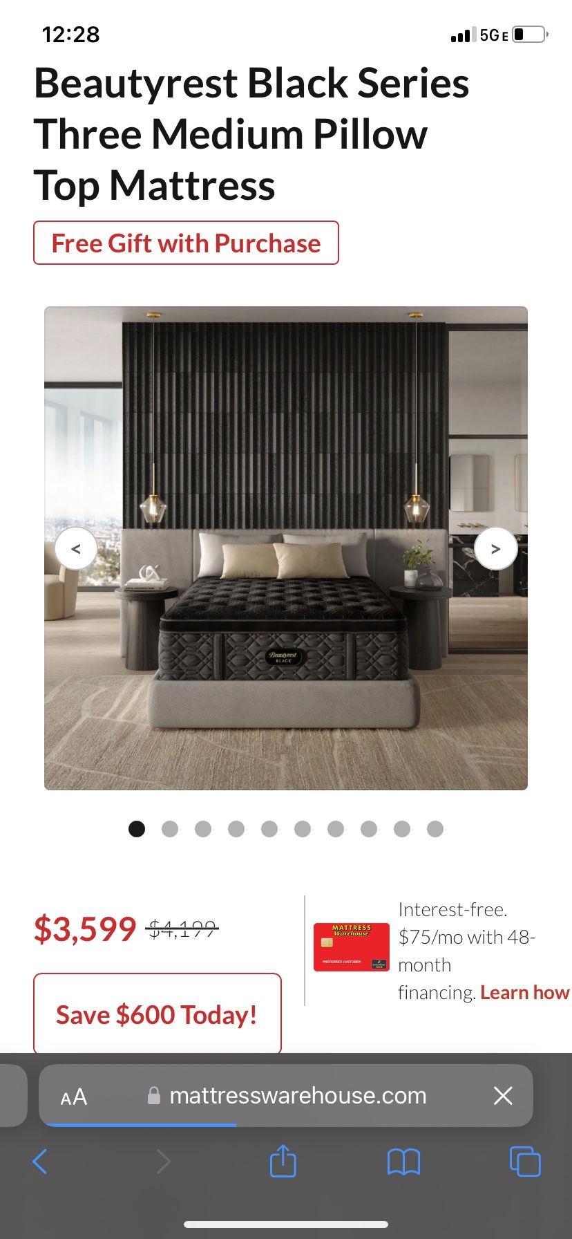 Mattresses Beautyrest Black Pillow Top Queen Size Brand New