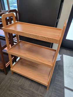 100% Solid Oak Wood Ladder Shelf, 3-Tiers Practical Ladder Bookshelf, Ladder Shelves with Open Storage for Study, Living Room (Walnut)