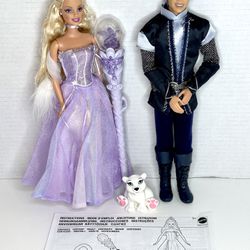 Vintage 2005 “Barbie: The Magic of Pegasus – Princess Annika” and “Barbie: The Magic of Pegasus – Prince Aidan and Shiver” Dolls Set
