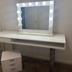 Vanity Mirror, Desk, And Drawer