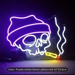 LED NEON SKULL PARTY PROP MANCAVE GAMEROOM NIGHTLIGHT   ;^0