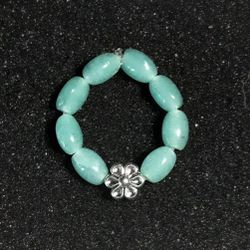 Flower Power Turquoise Silver Charm Ring Fidget Approved 