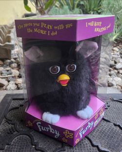 1998 Tiger Electronics Furby Black & White (Tuxedo) in Original Box – Vintage Collectible