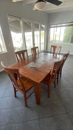 Solid Wood Dining Table, 6 Chairs & Matching Bench World Market