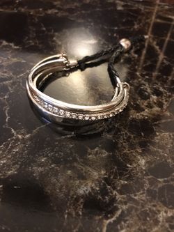 Silver overlay rhinestone bracelet
