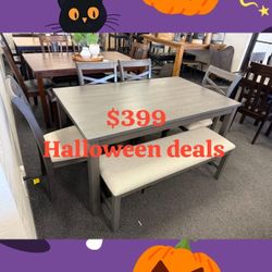 halloween sale  6 piece solid wood dining table set