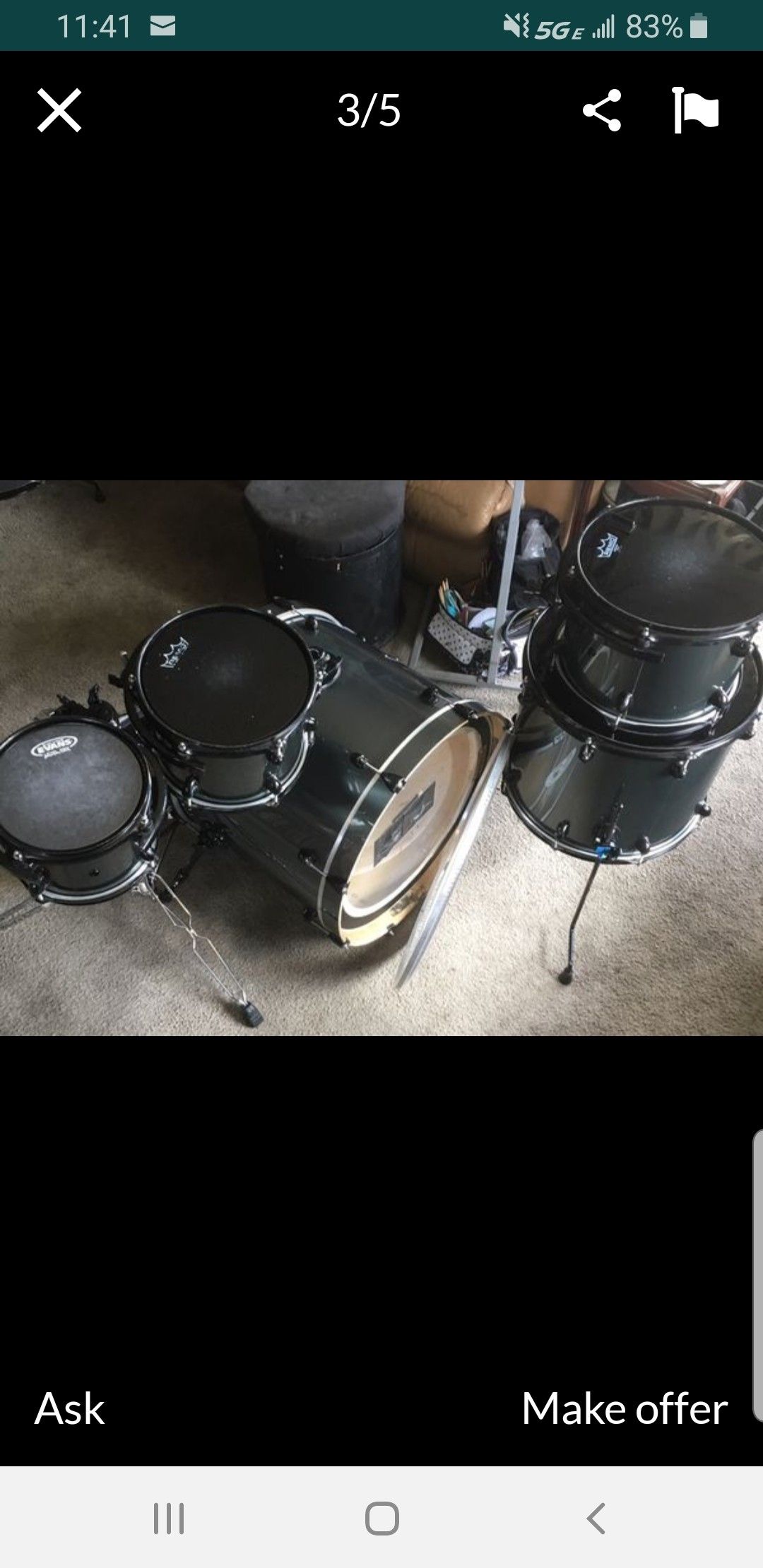 Pdp drum set. All hardware included, throne, snare, drums sticks.