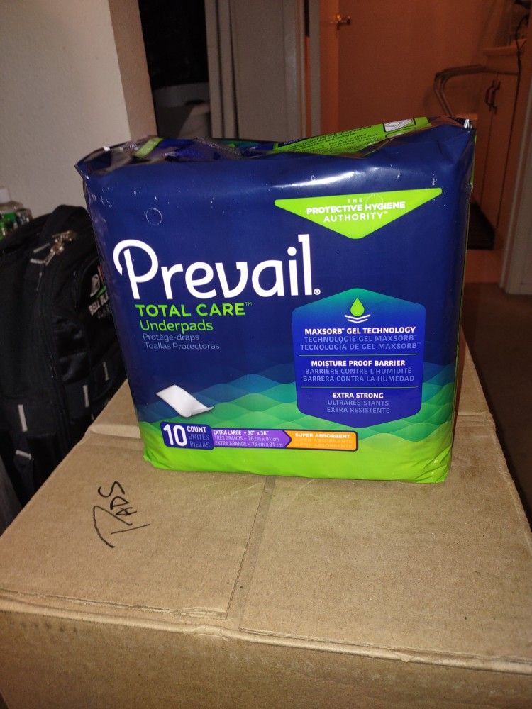 Prevail  Total Care Underpads  10ct XL 30"X36"  $10  Case