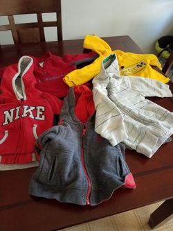 3 baby jackets and 2 hoodies