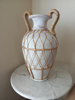 Heavy Vase w Decorations 12" wide 25.5" tall