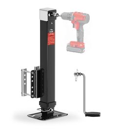 FZZD 8000 lbs Heavy Duty Trailer Jack 20-24V Cordless Drill Compatible 28.6" Lift, for RV, Yacht, Boat Trailer Jack,Black