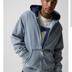 True Religion UO Exclusive Denim Hooded Zip Jacket