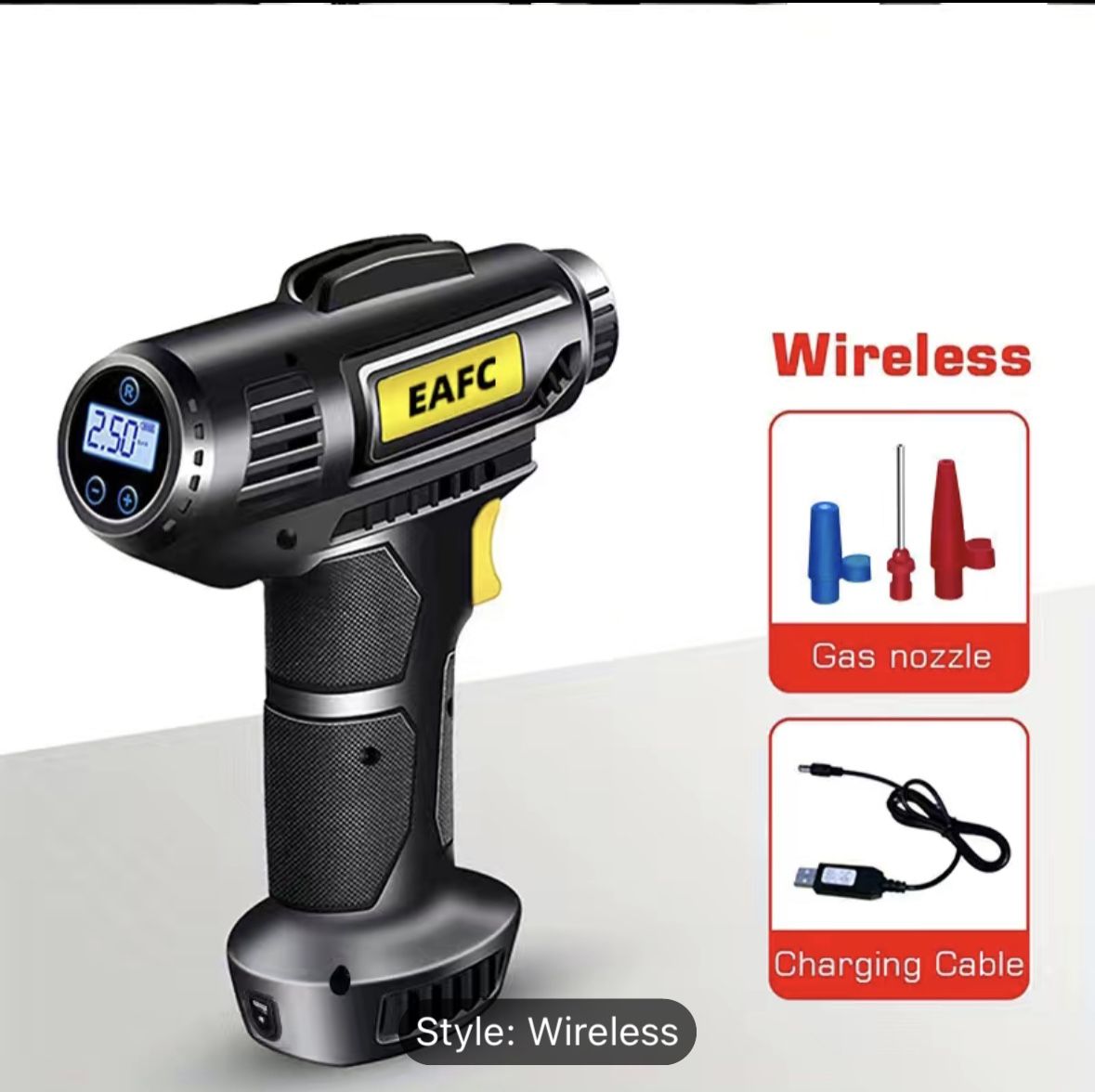 Portable Air Compressor: 150PSI Cordless Car Tire Inflator Pump With Pressure Gauge & Light - Perfect For Cars, Motorcycles & Bicycles!