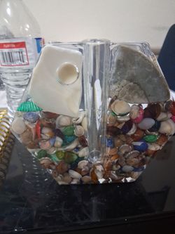 Clear Acrylic Vase with Seashells