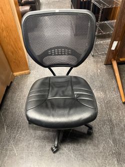 Black Mesh Office Chair with Faux Leather Seat